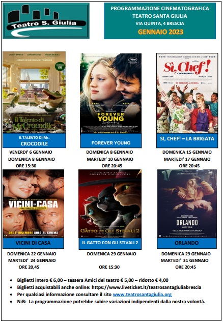 Teatro Santa Giulia, gli appuntamento di gennaio