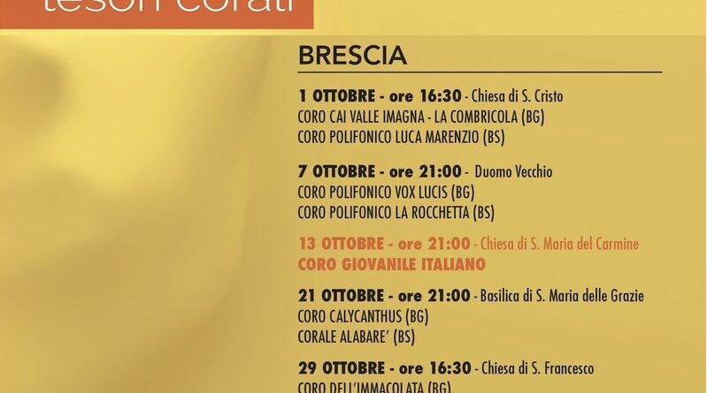 Tesori corali: questa sera il terzo appuntamento con la rassegna musicale